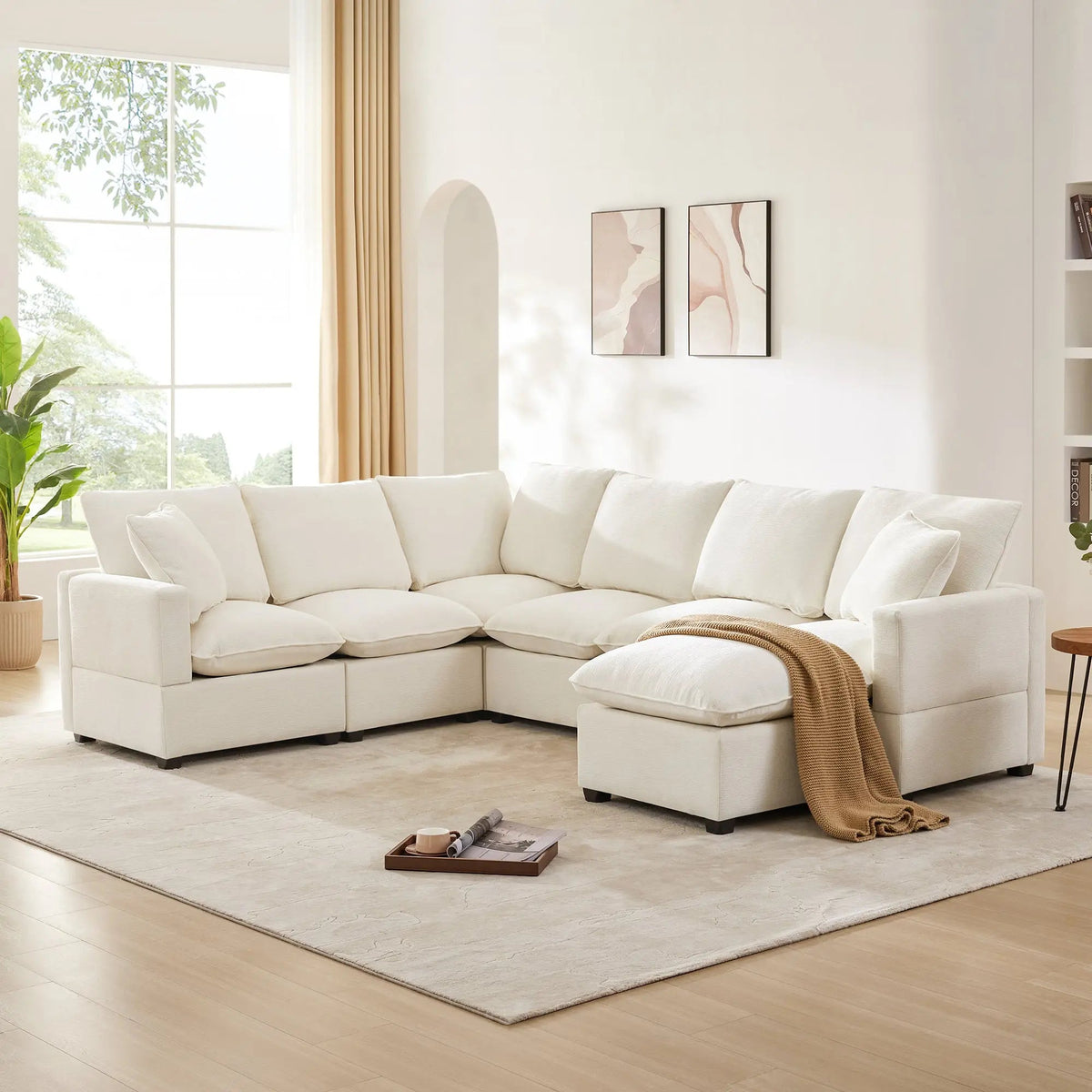 Bellemave® 110" U - Shape Modern Chenille Modular Sofa with 2 Pillows Included - Bellemave