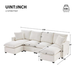 Bellemave® 110" U - Shape Modern Chenille Modular Sofa with 2 Pillows Included - Bellemave