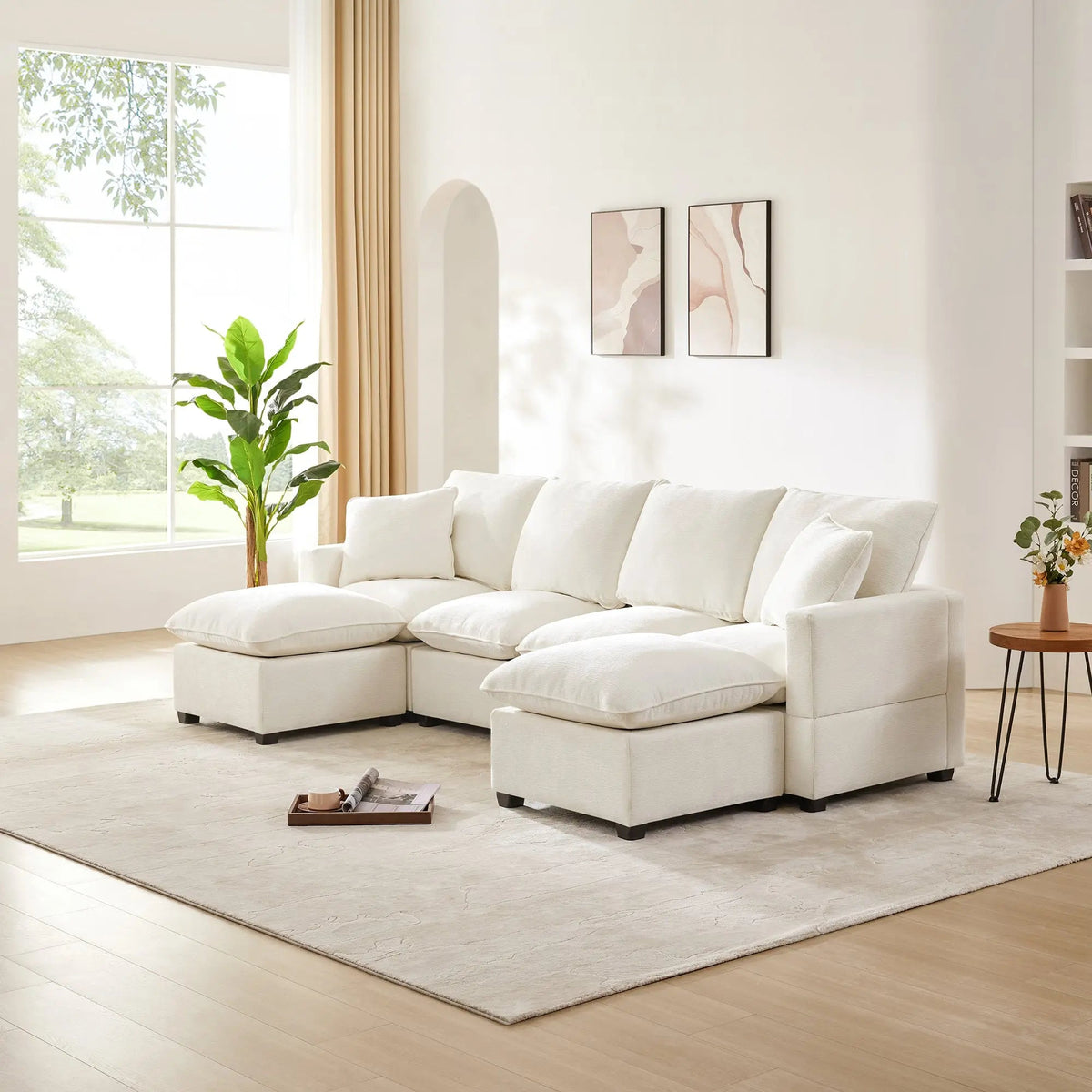 Bellemave® 110" U - Shape Modern Chenille Modular Sofa with 2 Pillows Included - Bellemave