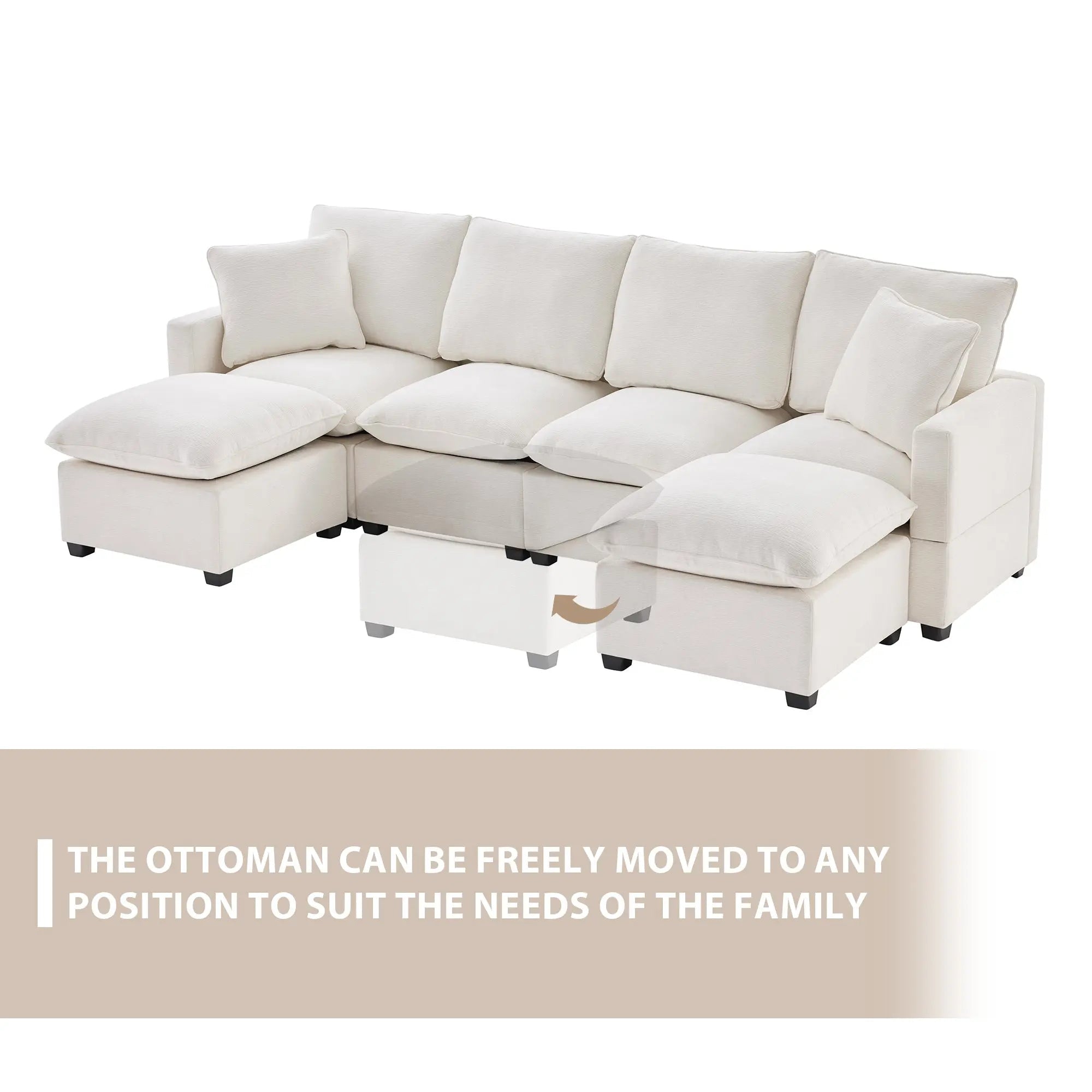 Bellemave® 110" U - Shape Modern Chenille Modular Sofa with 2 Pillows Included - Bellemave