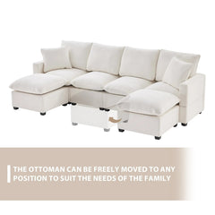 Bellemave® 110" U - Shape Modern Chenille Modular Sofa with 2 Pillows Included - Bellemave