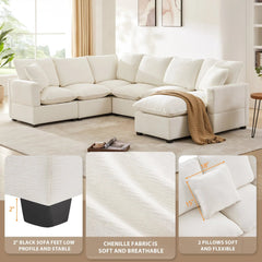 Bellemave® 110" U - Shape Modern Chenille Modular Sofa with 2 Pillows Included - Bellemave