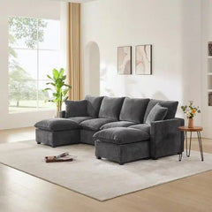 Bellemave® 110" U - Shape Modern Chenille Modular Sofa with 2 Pillows Included - Bellemave