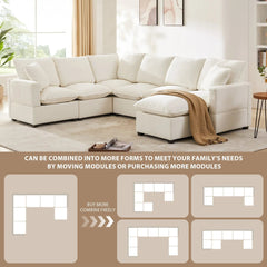 Bellemave® 110" U - Shape Modern Chenille Modular Sofa with 2 Pillows Included - Bellemave