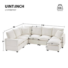 Bellemave® 110" U - Shape Modern Chenille Modular Sofa with 2 Pillows Included - Bellemave