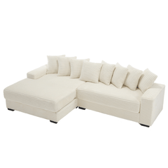 Bellemave® 111" Oversized Two - Piece L Shaped Corduroy Sofa with Armrests and 8 Throw Pillows - Bellemave