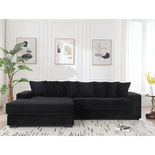 Bellemave® 111" Oversized Two - Piece L Shaped Corduroy Sofa with Armrests and 8 Throw Pillows - Bellemave