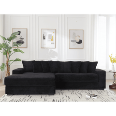 Bellemave® 111" Oversized Two - Piece L Shaped Corduroy Sofa with Armrests and 8 Throw Pillows - Bellemave