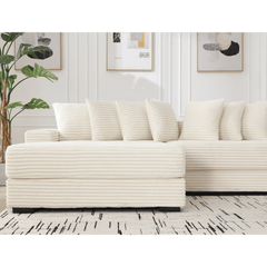 Bellemave® 111" Oversized Two - Piece L Shaped Corduroy Sofa with Armrests and 8 Throw Pillows - Bellemave