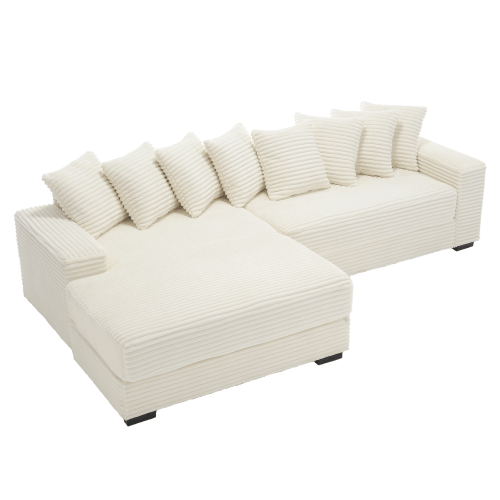 Bellemave® 111" Oversized Two - Piece L Shaped Corduroy Sofa with Armrests and 8 Throw Pillows - Bellemave