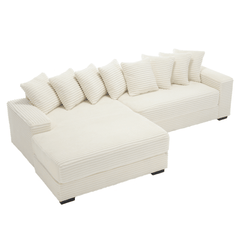 Bellemave® 111" Oversized Two - Piece L Shaped Corduroy Sofa with Armrests and 8 Throw Pillows - Bellemave