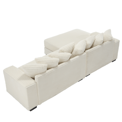 Bellemave® 111" Oversized Two - Piece L Shaped Corduroy Sofa with Armrests and 8 Throw Pillows - Bellemave