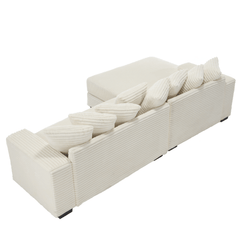 Bellemave® 111" Oversized Two - Piece L Shaped Corduroy Sofa with Armrests and 8 Throw Pillows - Bellemave
