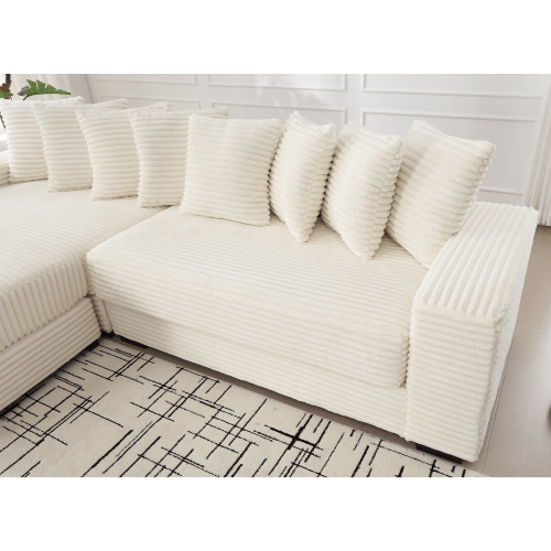 Bellemave® 111" Oversized Two - Piece L Shaped Corduroy Sofa with Armrests and 8 Throw Pillows - Bellemave
