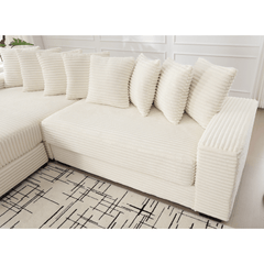 Bellemave® 111" Oversized Two - Piece L Shaped Corduroy Sofa with Armrests and 8 Throw Pillows - Bellemave