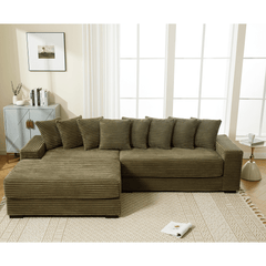 Bellemave® 111" Oversized Two - Piece L Shaped Corduroy Sofa with Armrests and 8 Throw Pillows - Bellemave