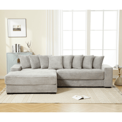 Bellemave® 111" Oversized Two - Piece L Shaped Corduroy Sofa with Armrests and 8 Throw Pillows - Bellemave