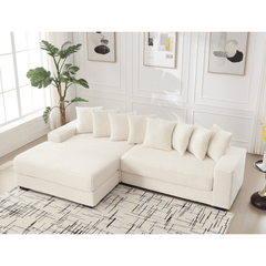 Bellemave® 111" Oversized Two - Piece L Shaped Corduroy Sofa with Armrests and 8 Throw Pillows - Bellemave