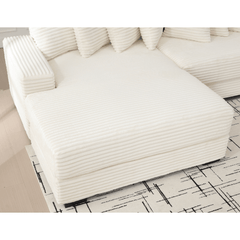 Bellemave® 111" Oversized Two - Piece L Shaped Corduroy Sofa with Armrests and 8 Throw Pillows - Bellemave