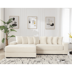 Bellemave® 111" Oversized Two - Piece L Shaped Corduroy Sofa with Armrests and 8 Throw Pillows - Bellemave