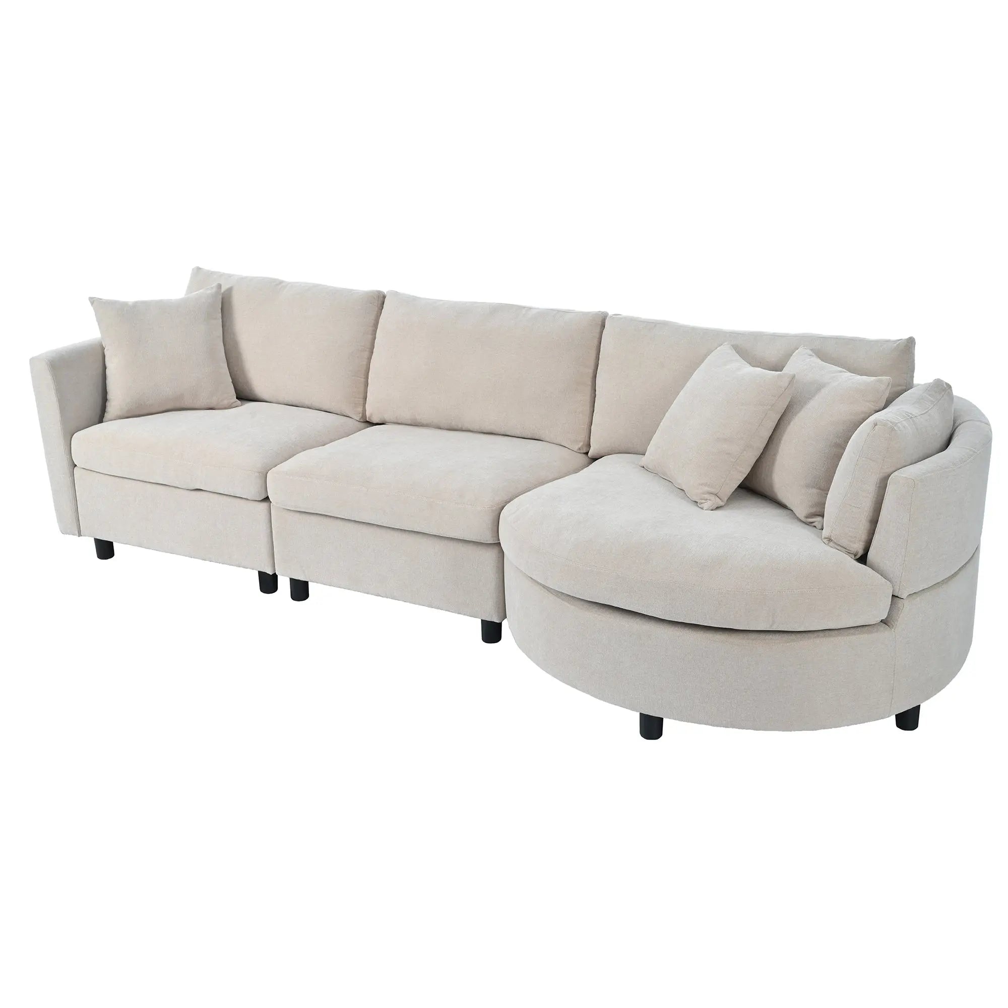 Bellemave® 111.4" Three Indoor Cushioned Combination Sofas with Three Pillows and Curved Seat - Bellemave