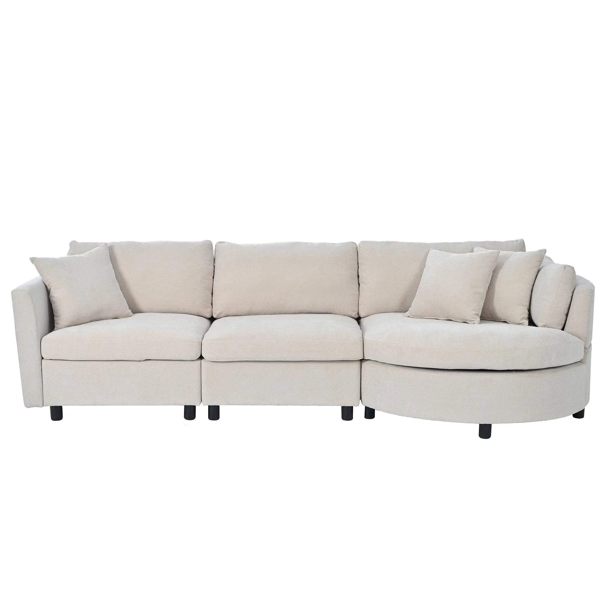 Bellemave® 111.4" Three Indoor Cushioned Combination Sofas with Three Pillows and Curved Seat - Bellemave