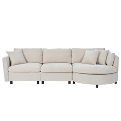 Bellemave® 111.4" Three Indoor Cushioned Combination Sofas with Three Pillows and Curved Seat - Bellemave