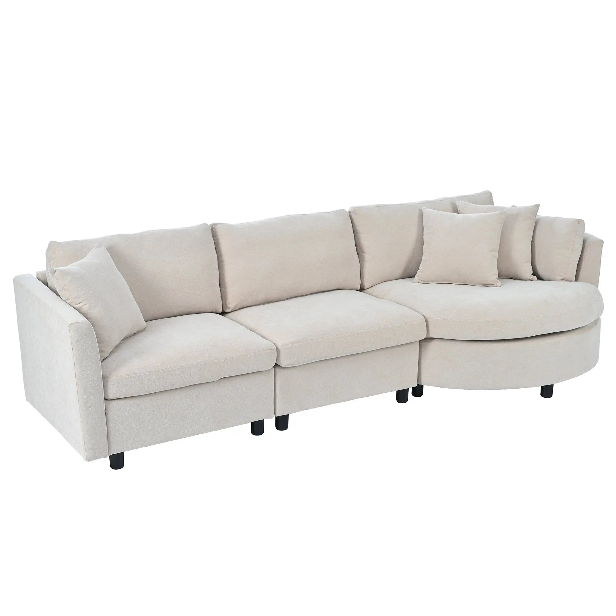 Bellemave® 111.4" Three Indoor Cushioned Combination Sofas with Three Pillows and Curved Seat - Bellemave