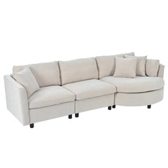 Bellemave® 111.4" Three Indoor Cushioned Combination Sofas with Three Pillows and Curved Seat - Bellemave