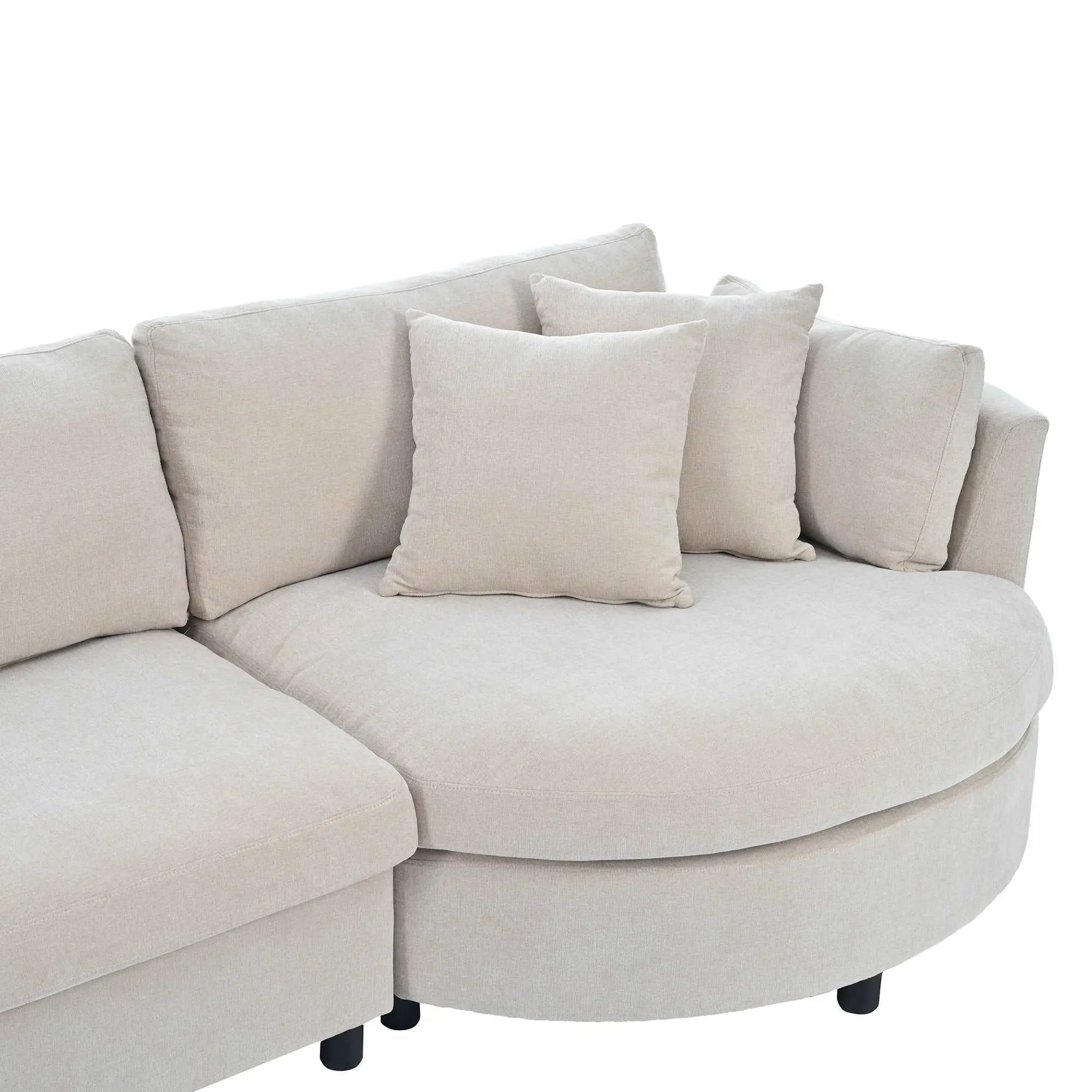 Bellemave® 111.4" Three Indoor Cushioned Combination Sofas with Three Pillows and Curved Seat - Bellemave