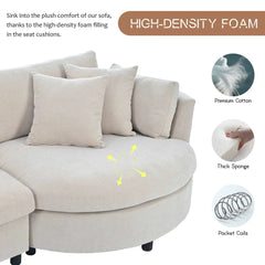 Bellemave® 111.4" Three Indoor Cushioned Combination Sofas with Three Pillows and Curved Seat - Bellemave