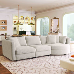 Bellemave® 111.4" Three Indoor Cushioned Combination Sofas with Three Pillows and Curved Seat - Bellemave