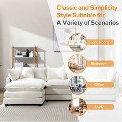 Bellemave® 112.2" L - Shape Chenille Upholstered Sofa for Living Room Modern Luxury Sofa Couch with Ottoman and 5 Pillows - Bellemave