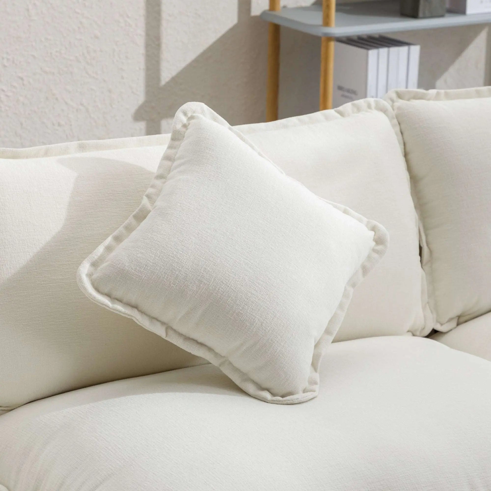 Bellemave® 112.2" L - Shape Chenille Upholstered Sofa for Living Room Modern Luxury Sofa Couch with Ottoman and 5 Pillows - Bellemave