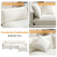 Bellemave® 112.2" L - Shape Chenille Upholstered Sofa for Living Room Modern Luxury Sofa Couch with Ottoman and 5 Pillows - Bellemave