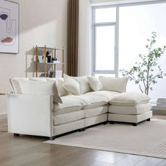 Bellemave® 112.2" L - Shape Chenille Upholstered Sofa for Living Room Modern Luxury Sofa Couch with Ottoman and 5 Pillows - Bellemave