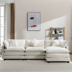 Bellemave® 112.2" L - Shape Chenille Upholstered Sofa for Living Room Modern Luxury Sofa Couch with Ottoman and 5 Pillows - Bellemave