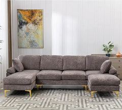 Bellemave® 114" U - Shape Sectional Sofa, Mid Century Modern Couch with Chaise and Ottoman - Bellemave