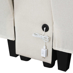 Bellemave® 114.2" Upholstered Sofa with Console and 2 Cupholders,2 USB Ports and 4 Pillows - Bellemave