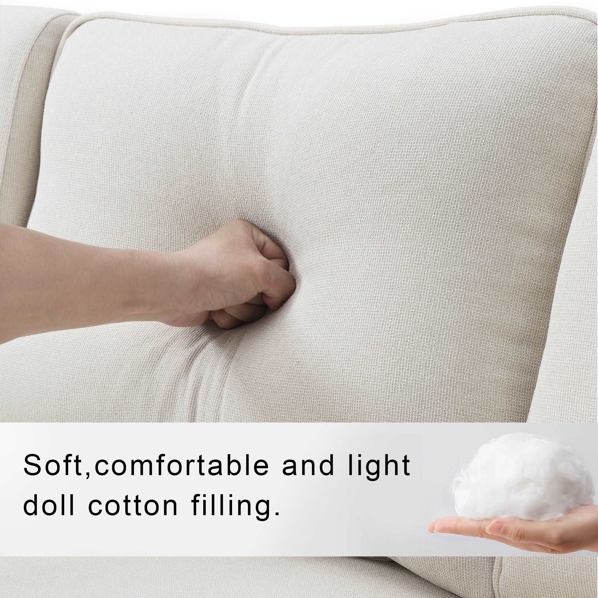 Bellemave® 114.2" Upholstered Sofa with Console and 2 Cupholders,2 USB Ports and 4 Pillows - Bellemave
