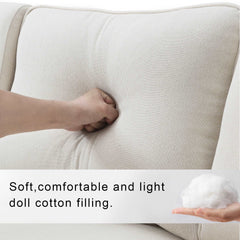 Bellemave® 114.2" Upholstered Sofa with Console and 2 Cupholders,2 USB Ports and 4 Pillows - Bellemave