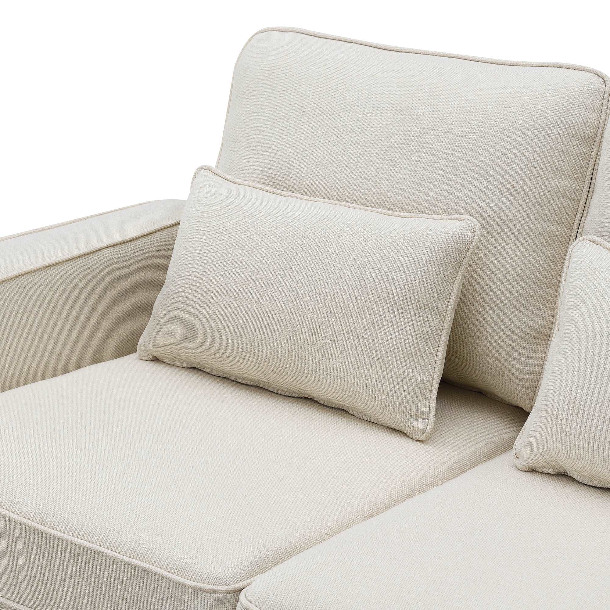 Bellemave® 114.2" Upholstered Sofa with Console and 2 Cupholders,2 USB Ports and 4 Pillows - Bellemave
