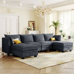 Bellemave® 115.1" Modern Large U - Shape Modular Sectional Sofa, Convertible Sofa Bed with Reversible Chaise - Bellemave