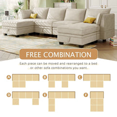 Bellemave® 115.1" Modern Large U - Shape Modular Sectional Sofa, Convertible Sofa Bed with Reversible Chaise - Bellemave