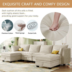 Bellemave® 115.1" Modern Large U - Shape Modular Sectional Sofa, Convertible Sofa Bed with Reversible Chaise - Bellemave