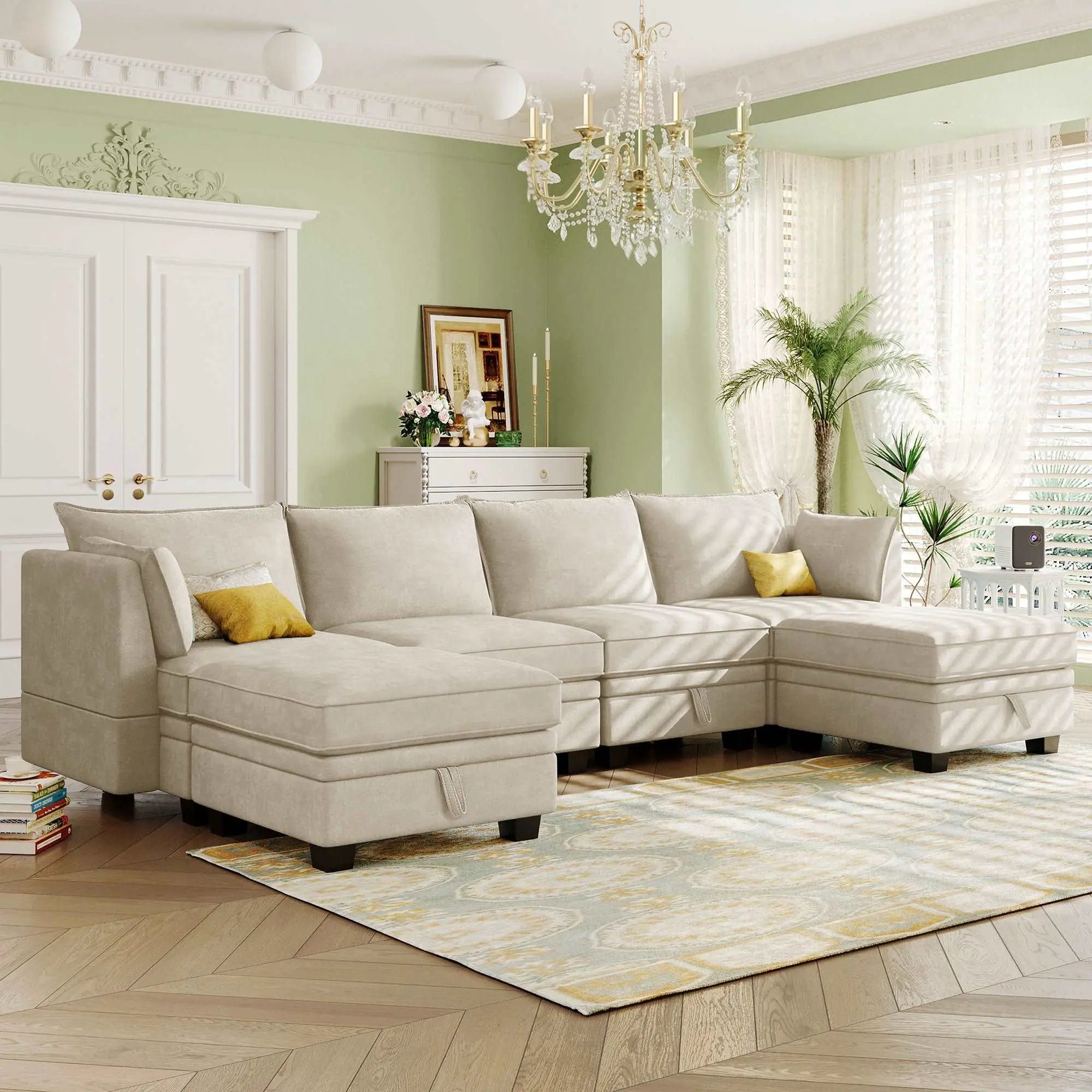 Bellemave® 115.1" Modern Large U - Shape Modular Sectional Sofa, Convertible Sofa Bed with Reversible Chaise - Bellemave