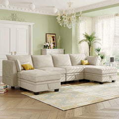 Bellemave® 115.1" Modern Large U - Shape Modular Sectional Sofa, Convertible Sofa Bed with Reversible Chaise - Bellemave