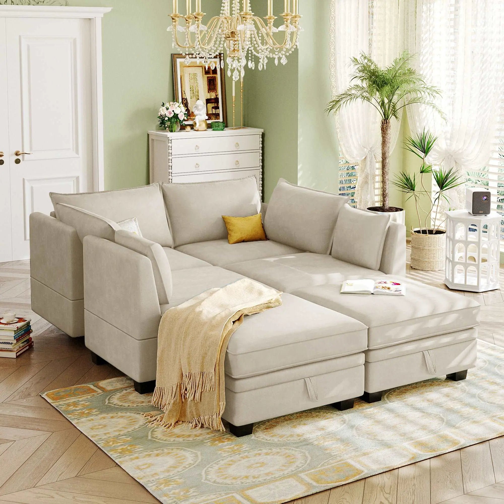 Bellemave® 115.1" Modern Large U - Shape Modular Sectional Sofa, Convertible Sofa Bed with Reversible Chaise - Bellemave