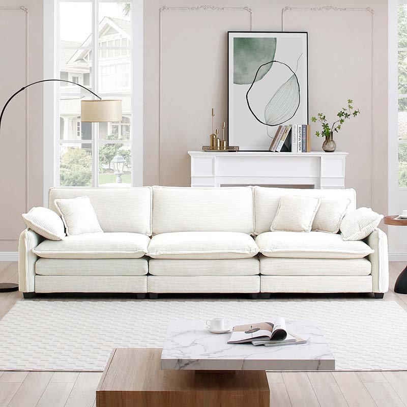 Bellemave® 115.34" Modern 3 - Seater Sectional Sofa with 2 Arm Pillows and 3 Throw Pillows - Bellemave