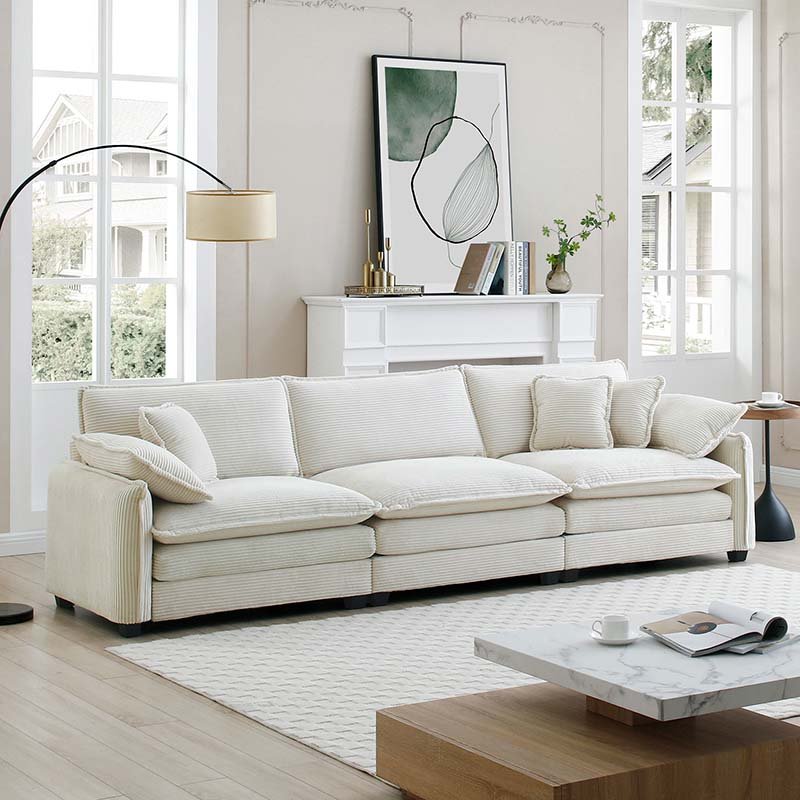 Bellemave® 115.34" Modern 3 - Seater Sectional Sofa with 2 Arm Pillows and 3 Throw Pillows - Bellemave